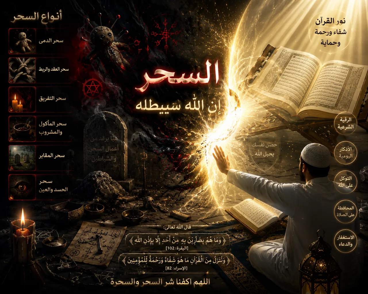 أنواع السحر المختلفة وطرق التحصين والوقاية منه في القرآن والسنة